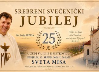 NAJAVA! Srebrni svećenički jubilej fra Josipa Repeše u Metkoviću